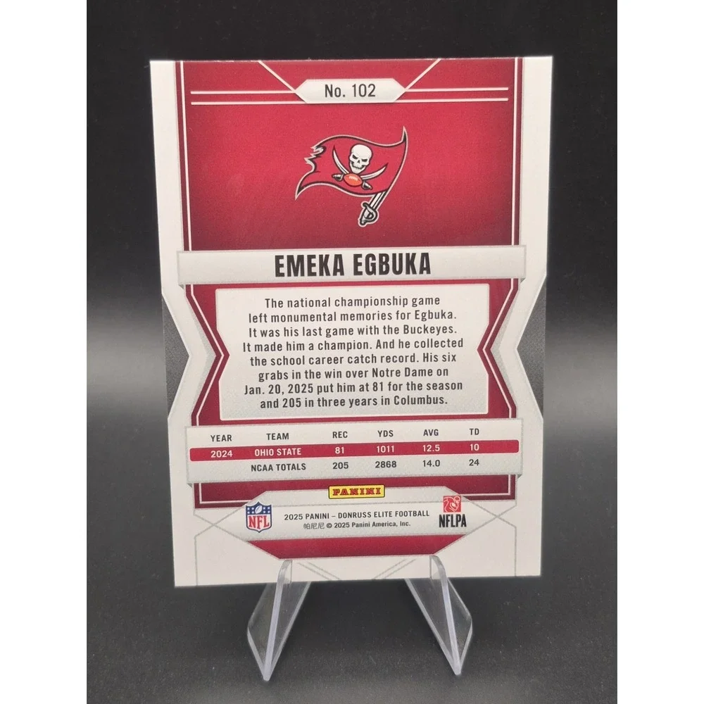 2025 Panini‎ Donruss Elite Emeka Egbuka #102 Rookies Pink Ink (RC) Buccaneers